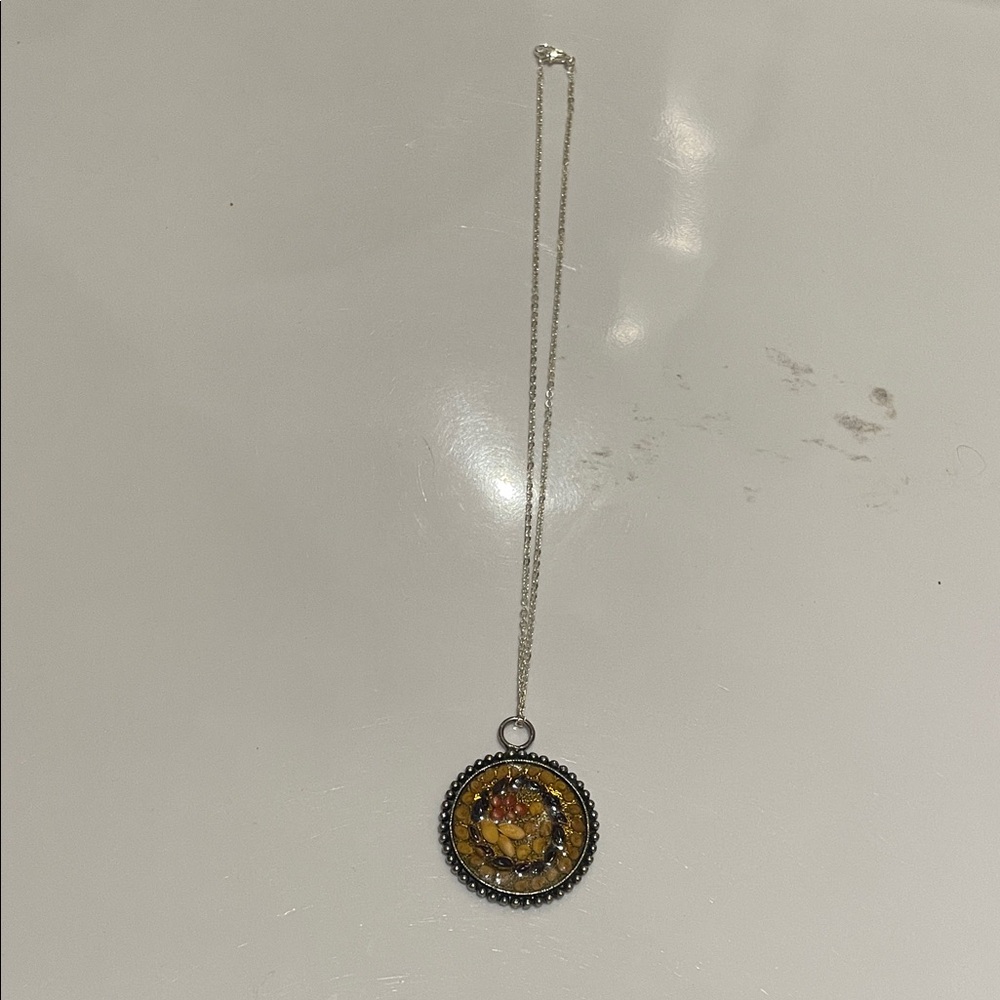 Yellow resin seed Pendant Necklace
